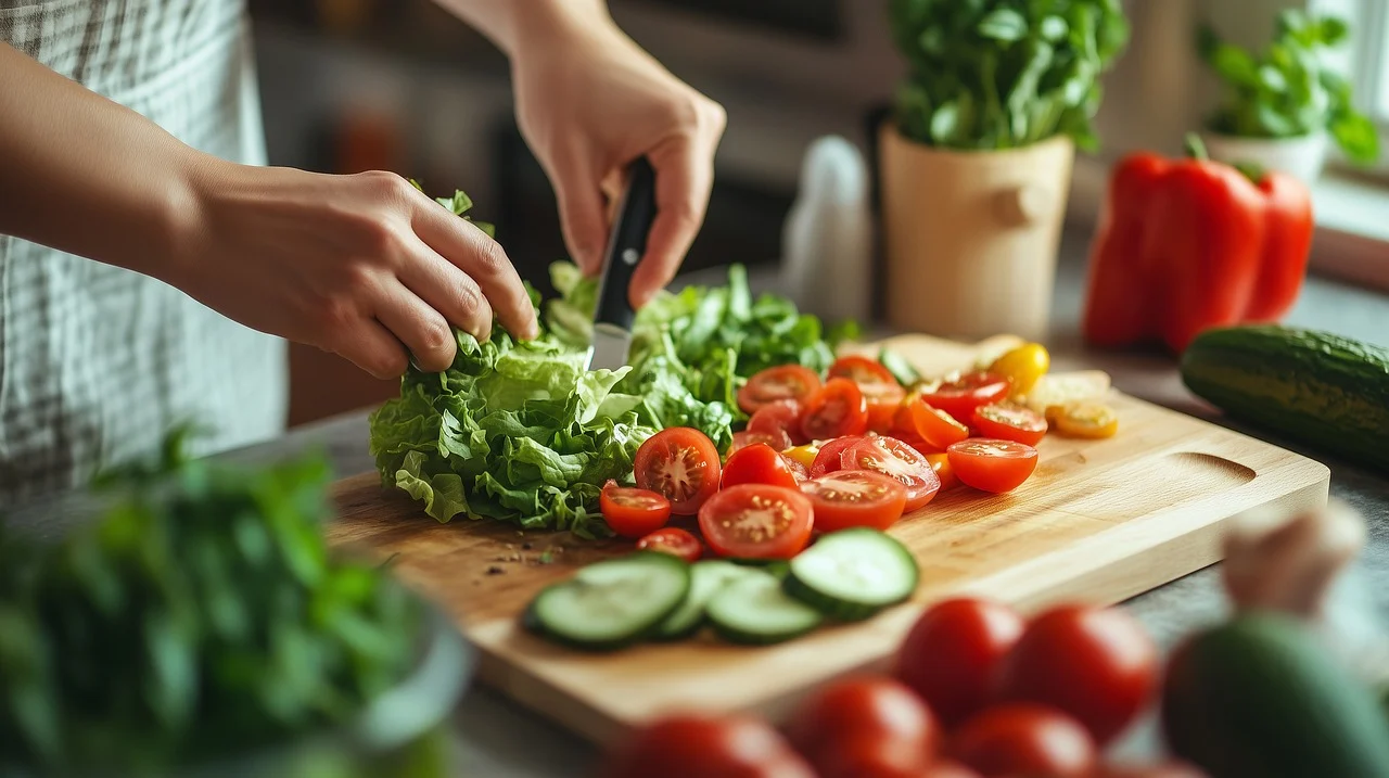 chopping vegetables